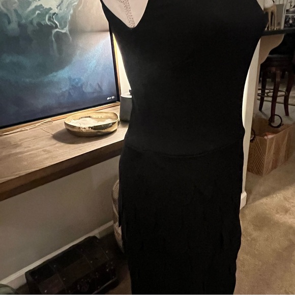 Tadashi Shoji Little Black Dress High Neck Tie Tiered Cocktail LBD XS - Picture 5 of 11
